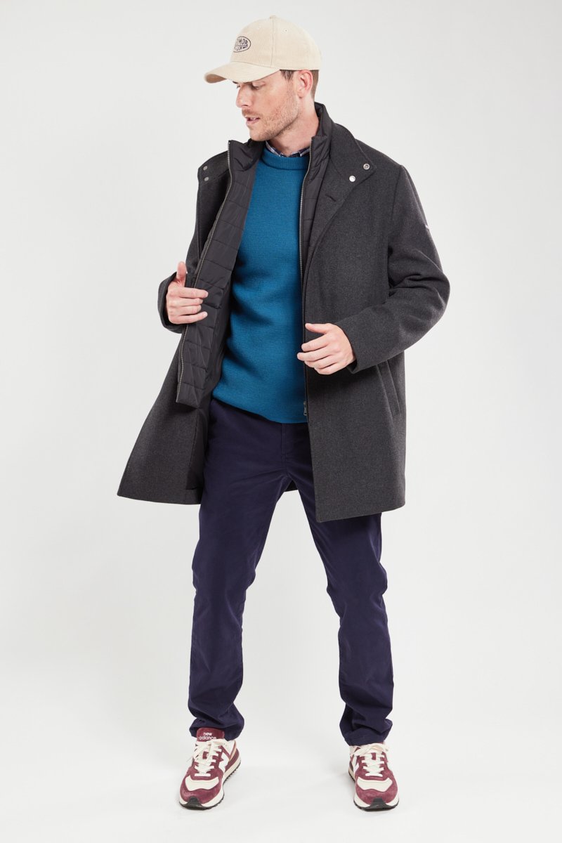 Manteau doublure doudoune - drap de laine