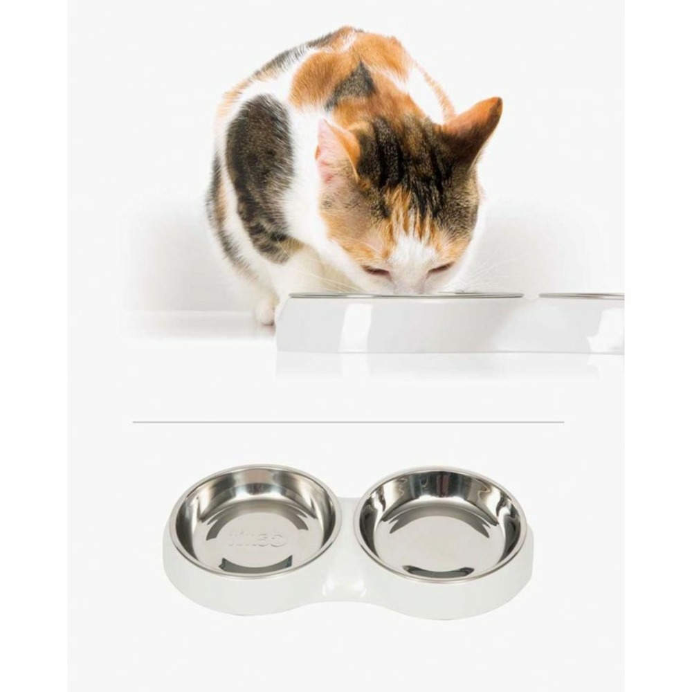 Catit double gamelle peu profonde blanc