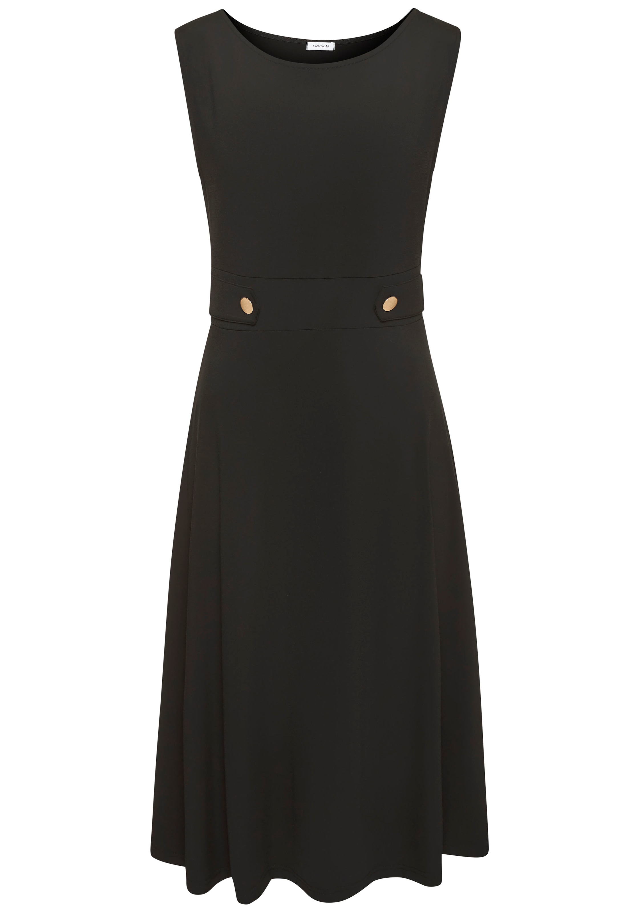 LASCANA Midikleid mit dekorativen Riegeln und goldenen Zierknöpfen, bügelfrei