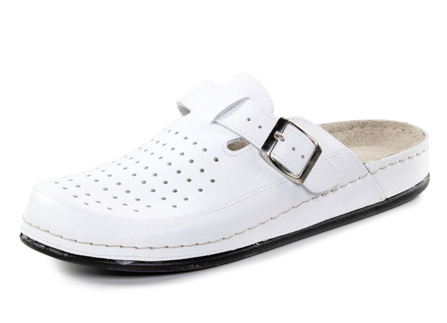 Pantolette aus Nappaleder mit luftiger Perforation