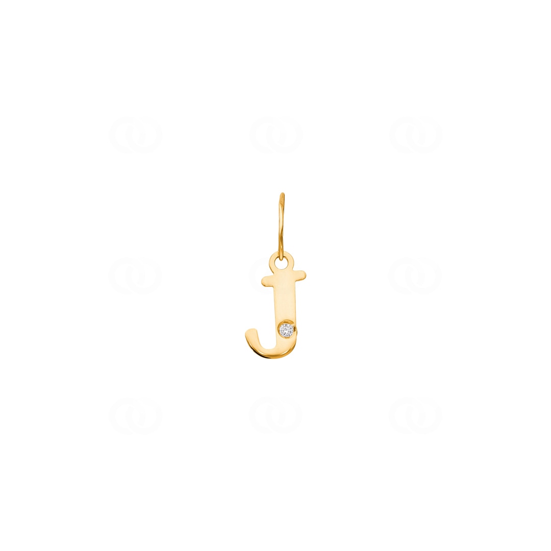 Anhänger 750/18 K Gelbgold Buchstabe J mit Diamant 0.01ct.
