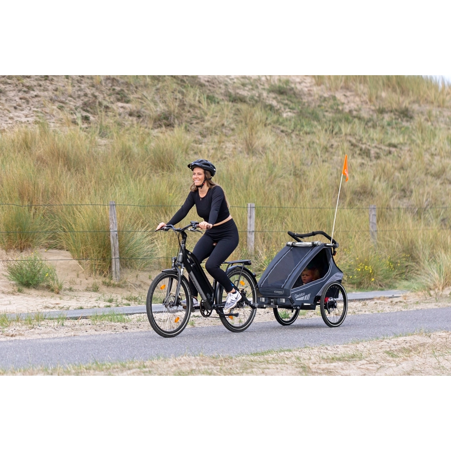 Qeridoo® Kinderfahrradanhänger Kidgoo 1 Sport Grey (Limited Edition) Kollektion 2023