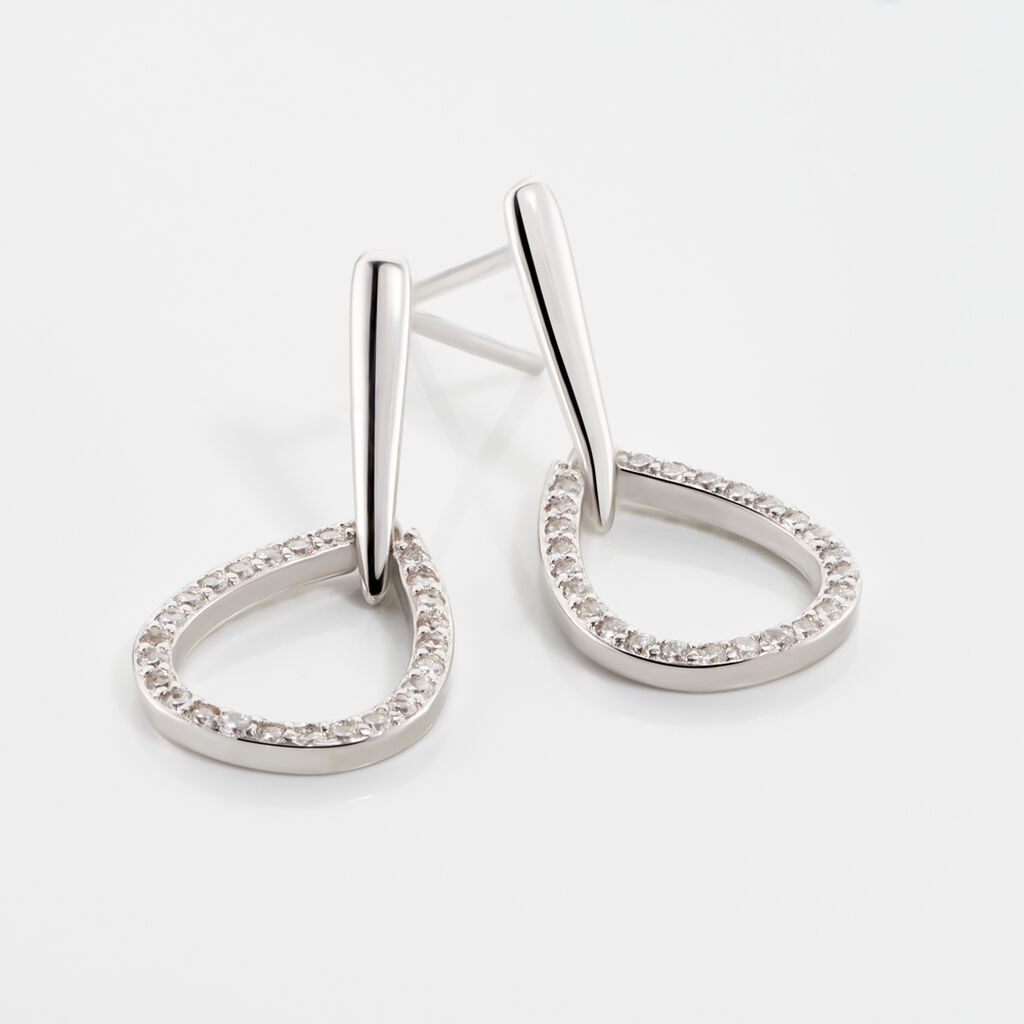 Boucles D'oreilles Pendantes Germinal Argent Blanc Oxyde De Zirconium
