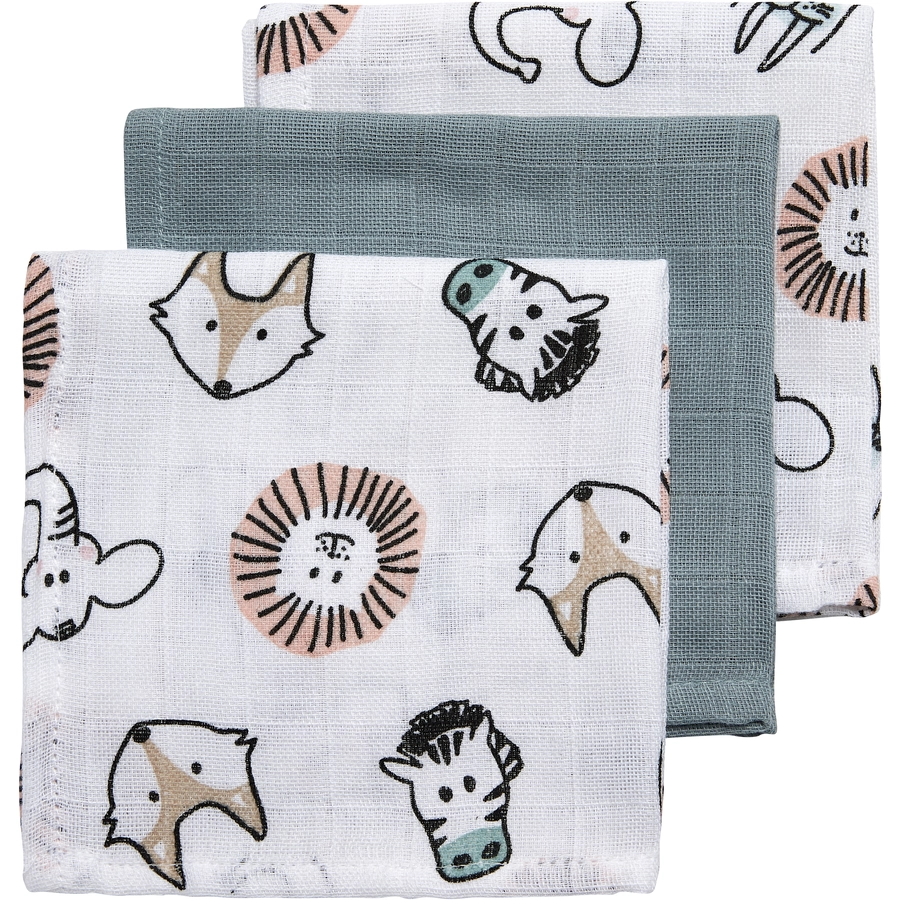 Meyco Spucktücher 3er-Pack AnimalStone Green 30 x 30 cm