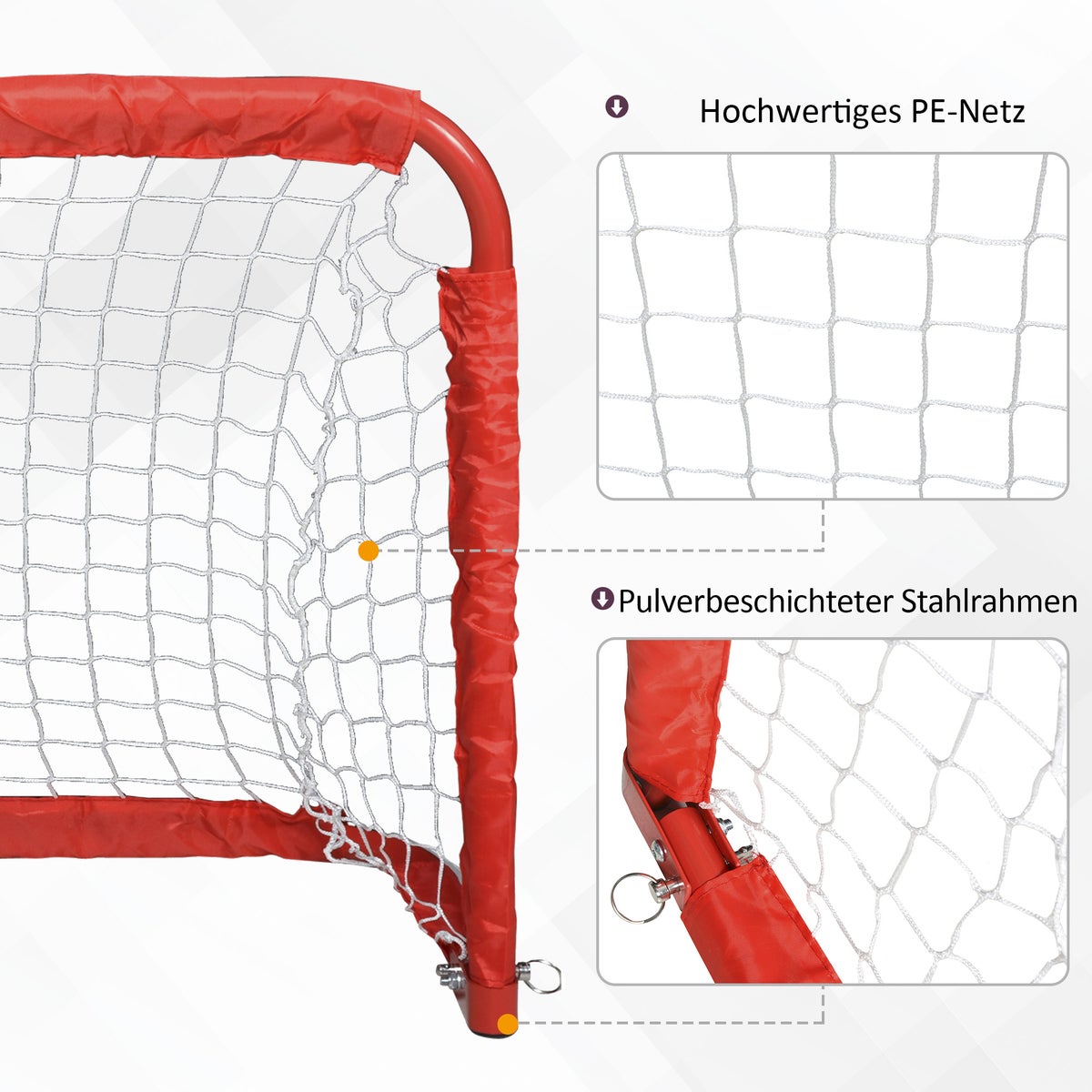 HOMCOM Voetbaldoelen, Voetbalnet, Opvouwbaar, 90 x 36 x 60 cm, Staal, Tetrolon, Rood