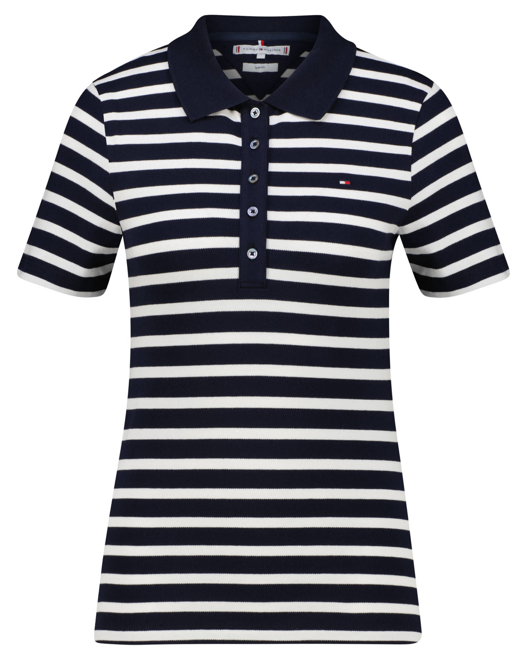 Tommy Hilfiger| Damen Poloshirt 1985 SLIM PIQUE STRIPE POLO Slim Fit Kurzarm