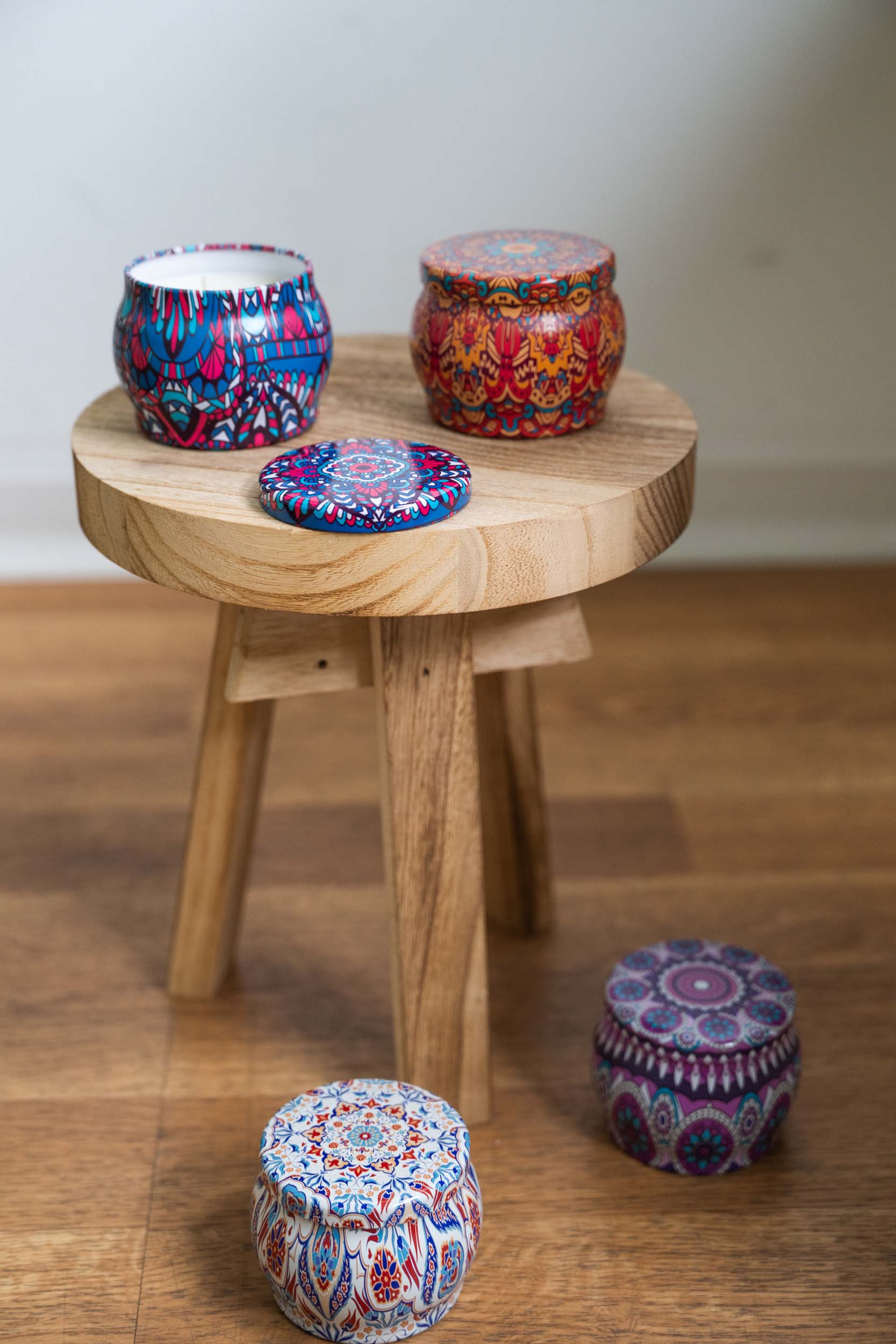 (4er Set) Duft Kerzen Aromatherapie Sojawachs Kerzen im Geschenk Set - Mandala Design