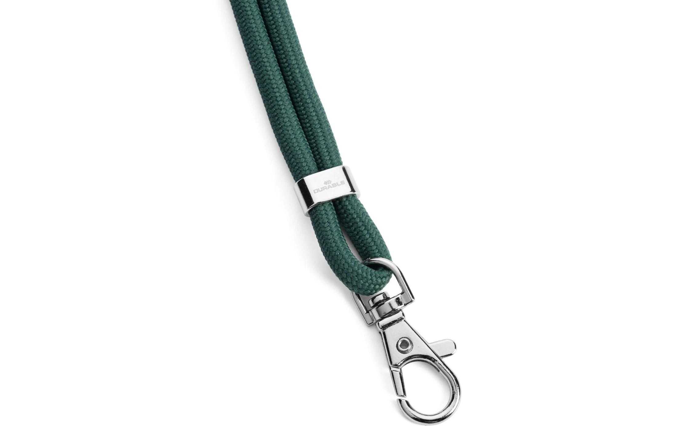 Textilband rPET mit Karabineer 10 Stück, GrünNachhaltiges Ausweishalterband aus Recyclingmaterial mit praktischem Karabiner