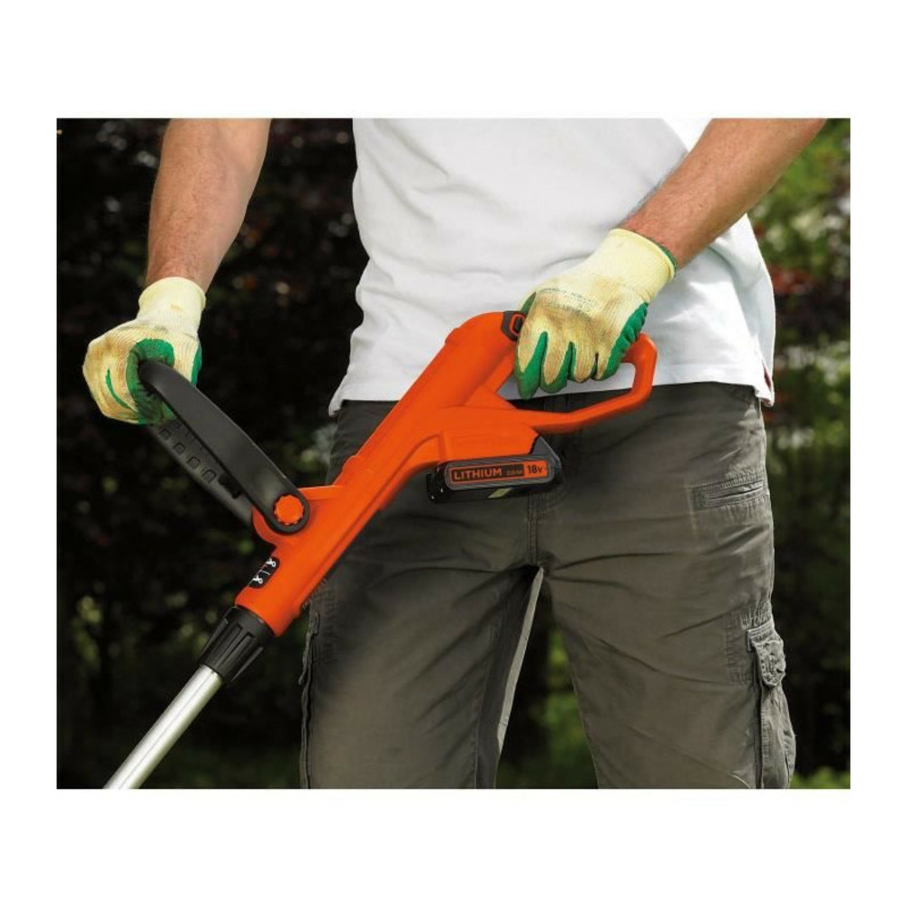 Black+decker coupe-bordure 23 cm 18 v 2 ah - glc1823l20-qw - tete pivotante 180°