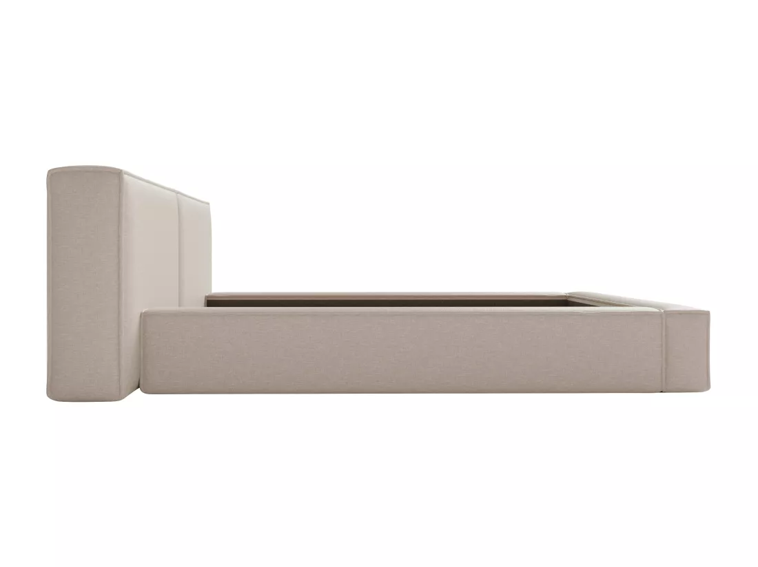Lit coffre 140 x 190 cm - Tissu - Beige + Matelas - TIMANO de Pascal Morabito