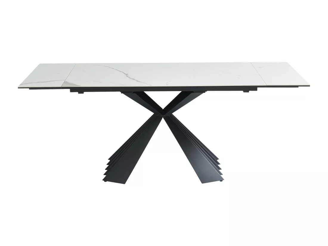 Table à manger extensible 4 à 8 personnes en céramique et métal - Effet marbre blanc et noir - BEKIM de Pascal MORABITO