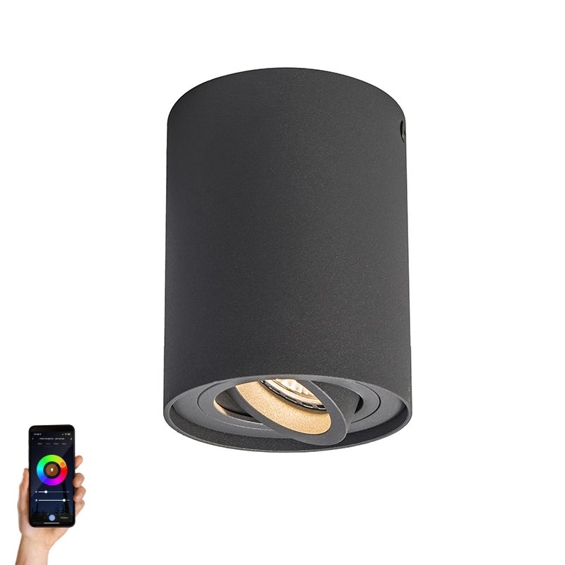 Smart opbouwspot donkergrijs kantelbaar incl. Wifi GU10 - Rondoo up