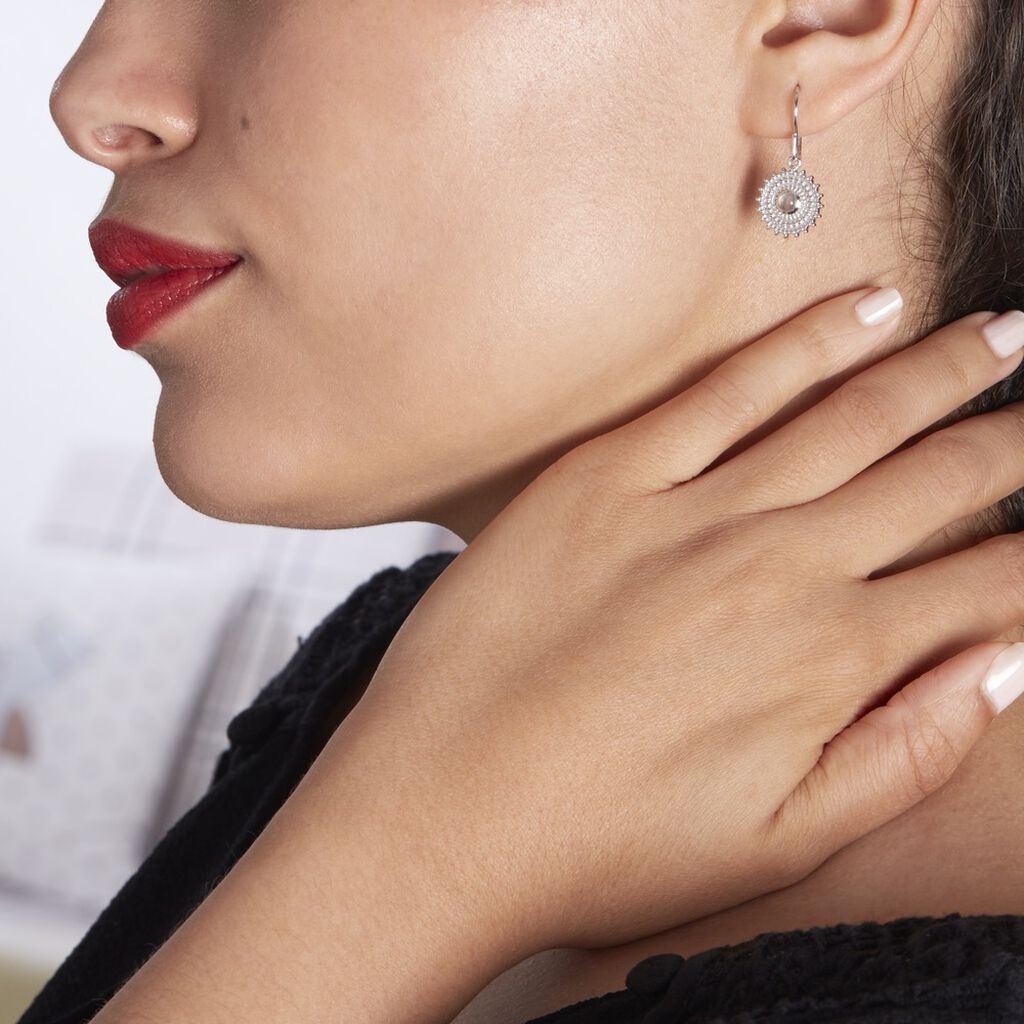 Boucles D'oreilles Pendantes Nyoko Argent Blanc Labradorite
