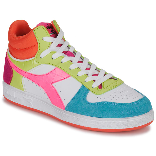 Diadora - MAGIC BASKET DEMI CROCO WN - Blanc / Multicolore