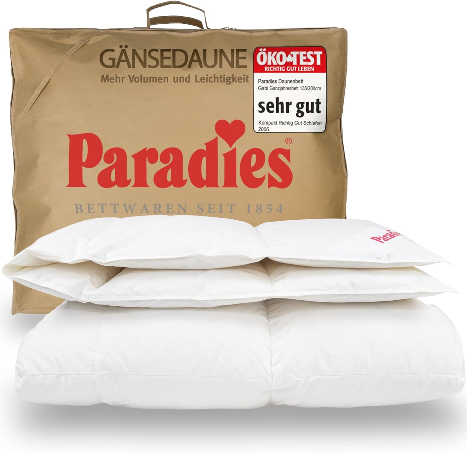 PARADIES Daunendecke 135x200 cm 665g - Gabi 90, Ganzjahresdecke mit 100% Baumwolle + RDS-zertifizierten Gänsedaunen/-Federn 90% Daunen + 10% Federn
