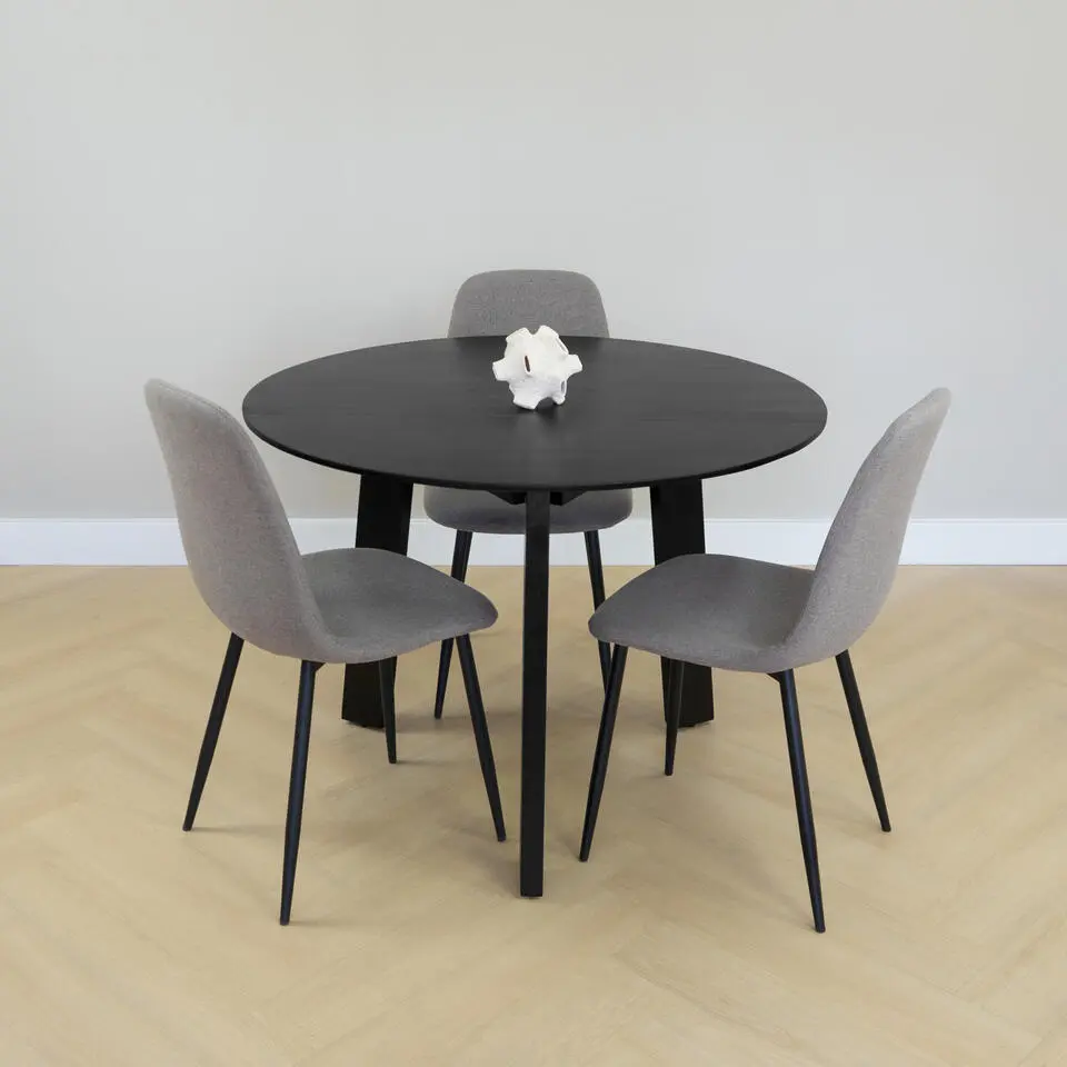 Lewis & Loft Eettafel Lien - FSC® mangohout - Rond - ø105 cm - Zwart