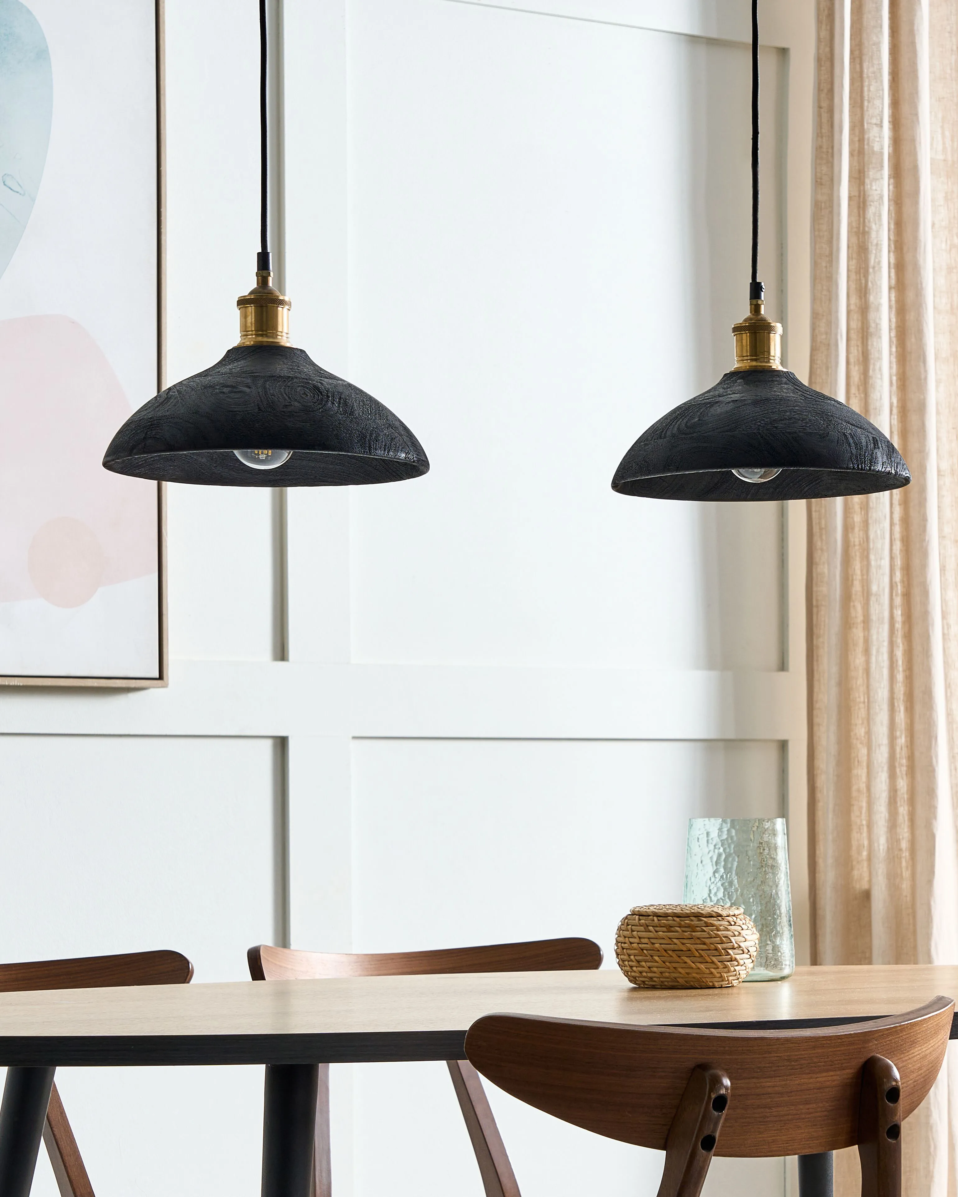 Hanglamp CHEYYAR Mangohout Zwart