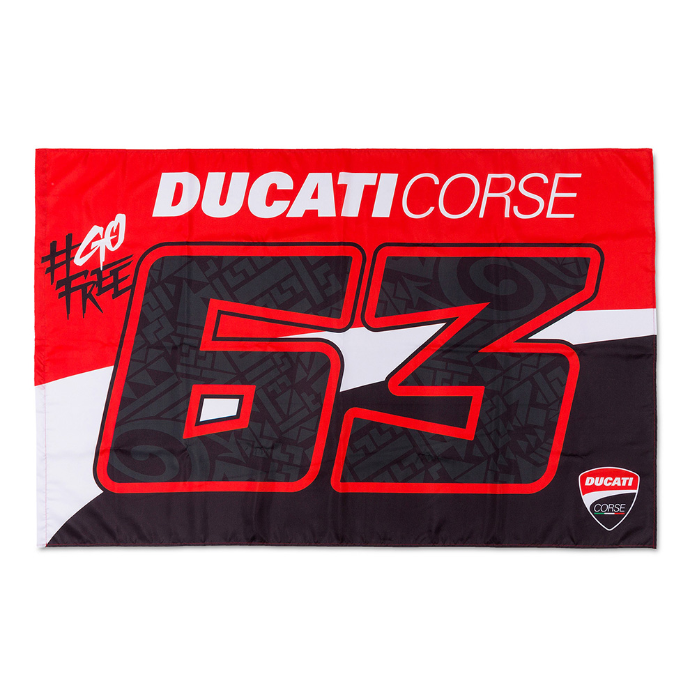 ducati - Drapeau Ducati Bagnaia 63 Noir / Rouge