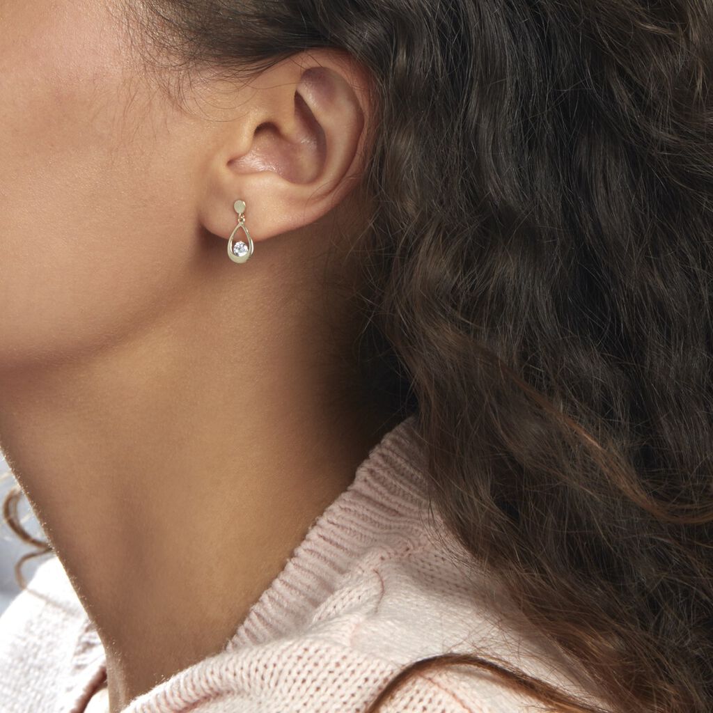 Boucles D'oreilles Pendantes Phaenna Or Jaune Oxyde De Zirconium