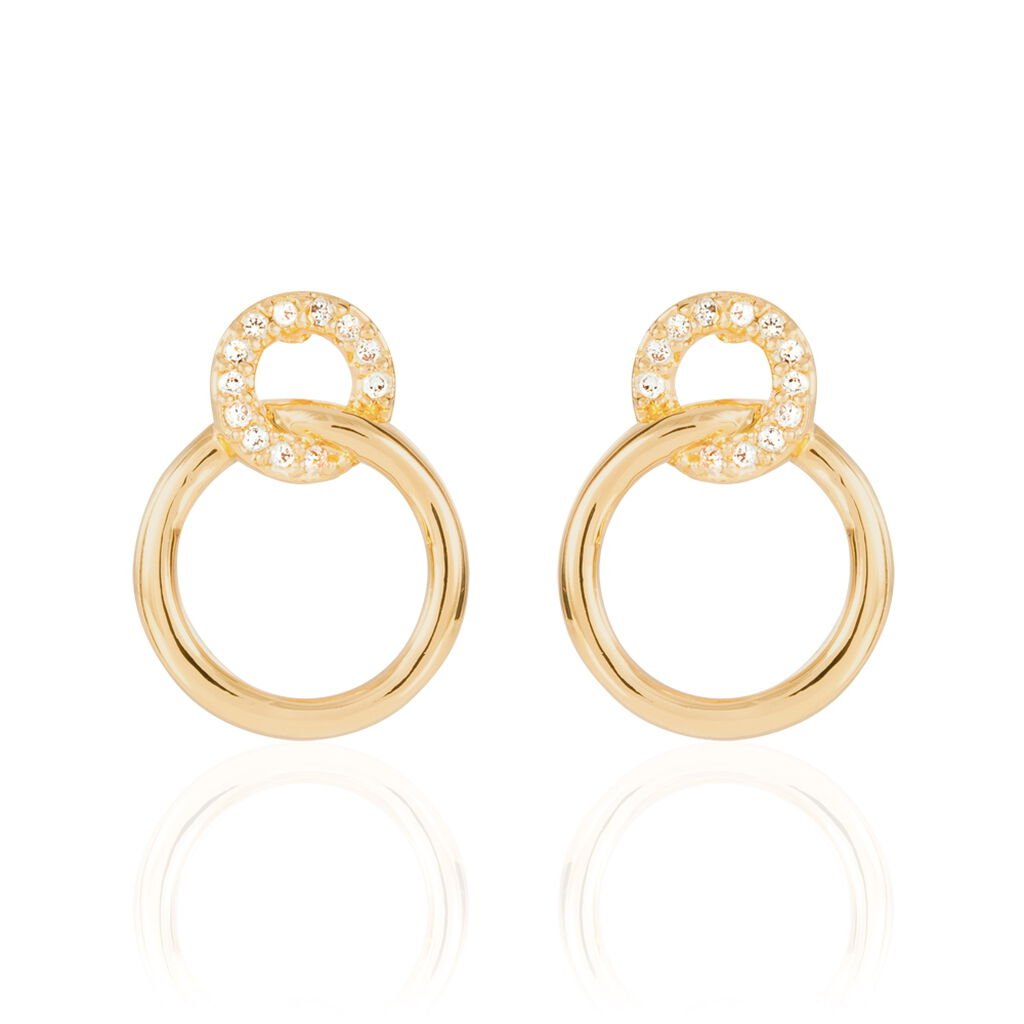 Boucles D'oreilles Pendantes Essia Plaqué Or Jaune Oxyde De Zirconium