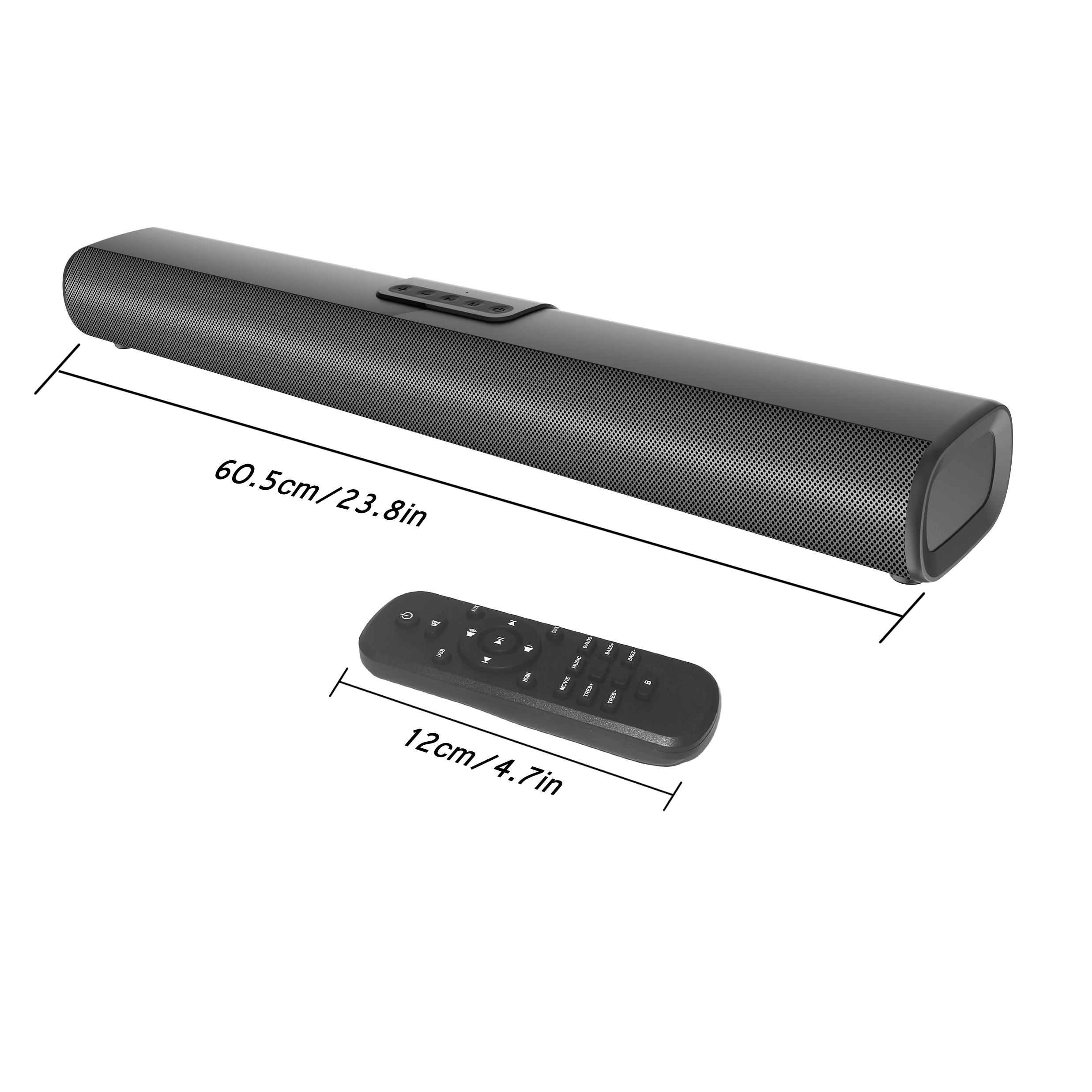 (50W) S20L Bluetooth 5.0 Stereo Soundbar Heimkino TV Lautsprecher / USB / Aux-In / Coax-In / HDMI   Fernbedienung - Schwarz