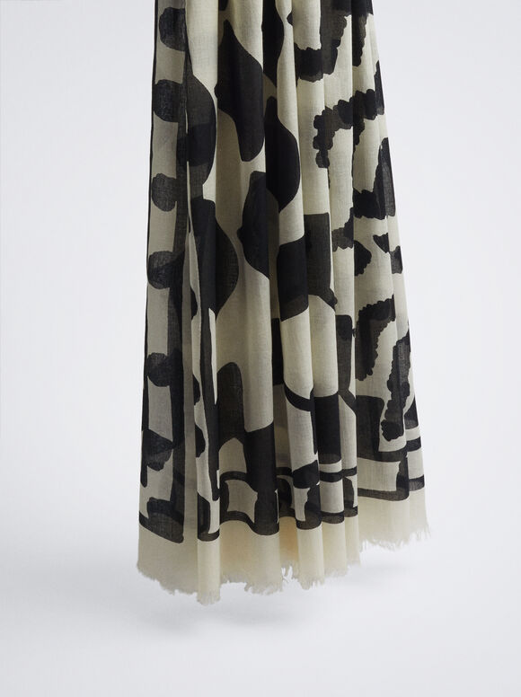 Lenço de algodão estampado - Preto