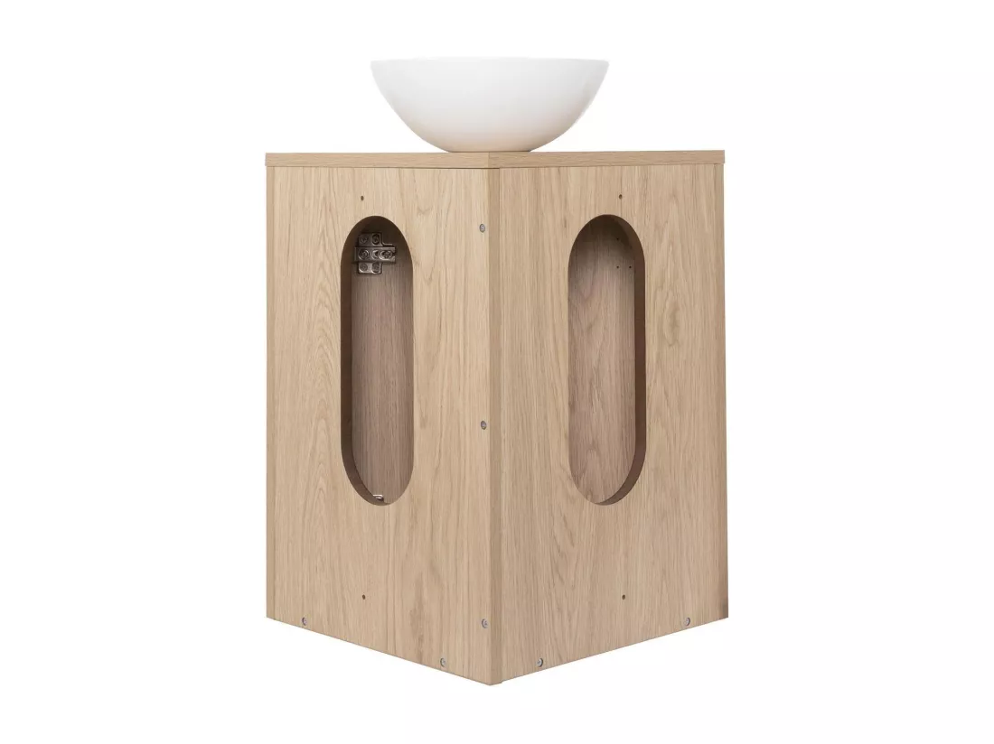 Ensemble lave-mains d'angle décor chêne + vasque