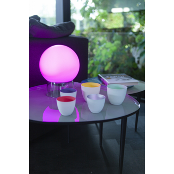 Lutec Connect tafellamp Globe zwart LED, wit en gekleurd licht, 20cm