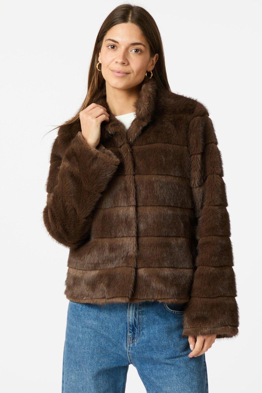 Neo Noir Kahlia Shaved Faux Fur Coat 164589 brown