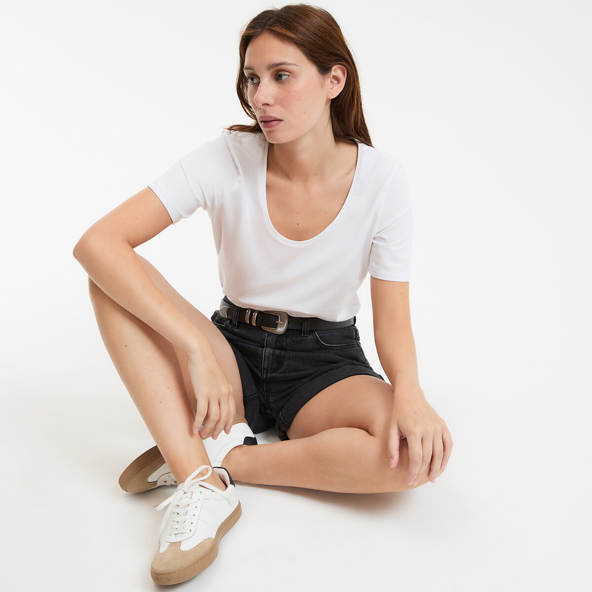 COLEÇÃO LA REDOUTE<br>Camiseta com gola redonda e mangas curtas