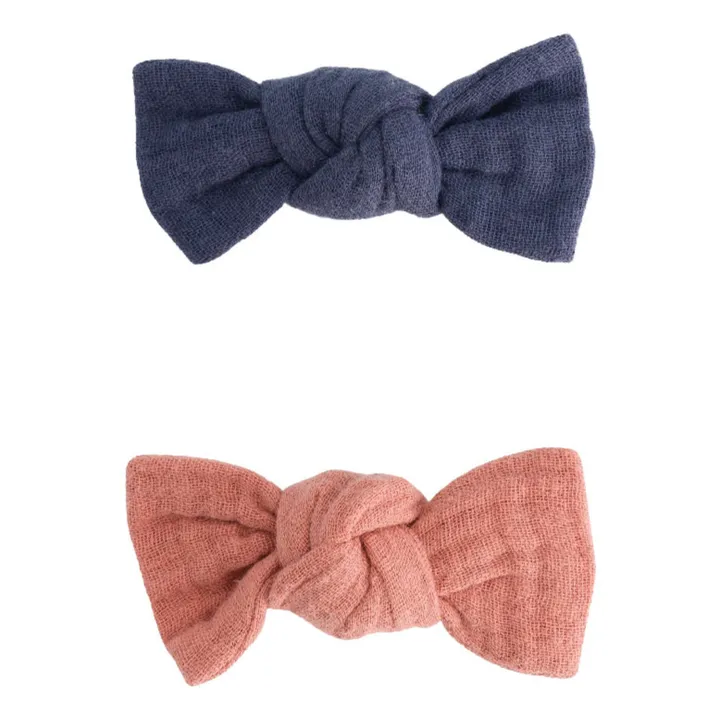 Bachca Barrettes nœud gaze de coton - Set de 2