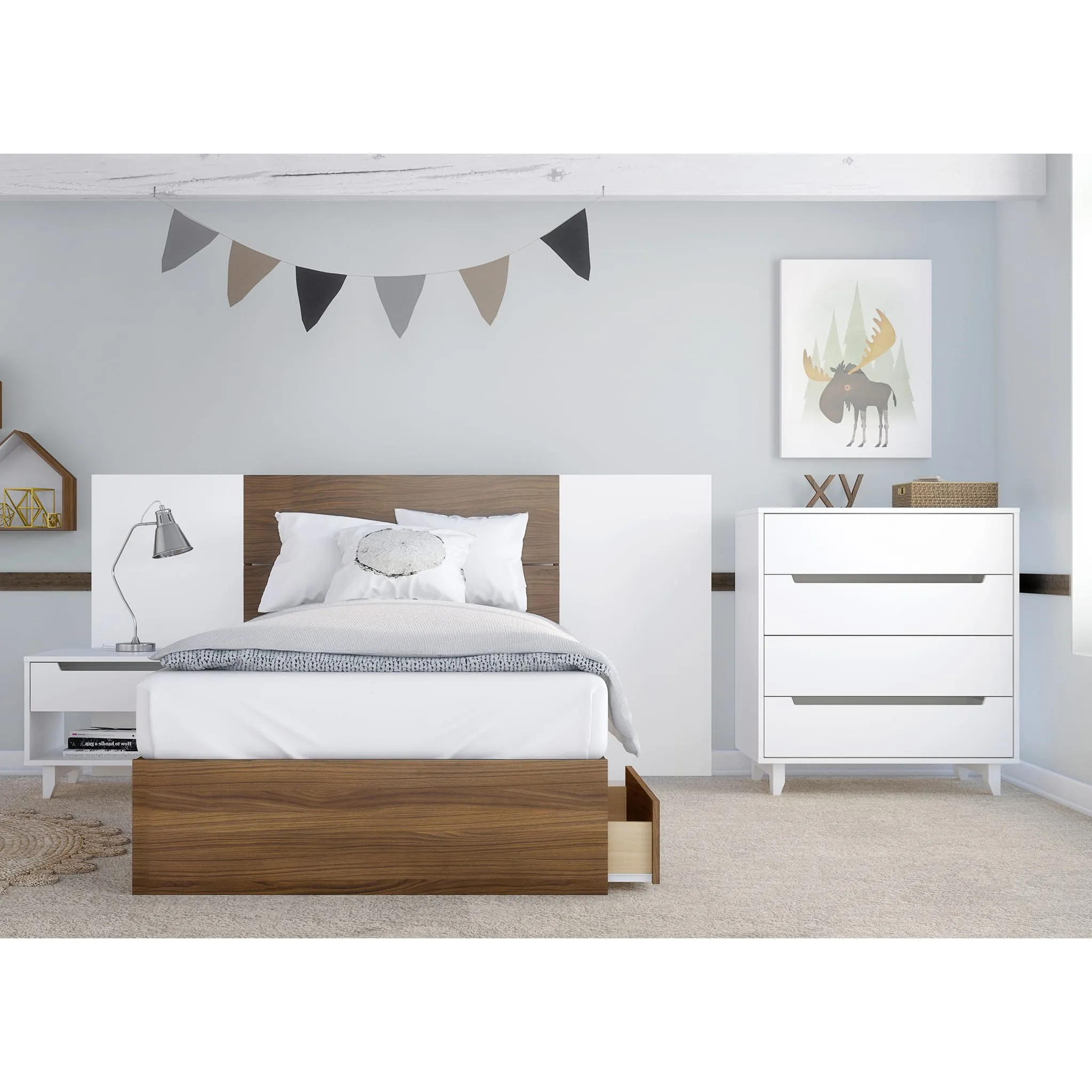 Nexera Bureau 4 Tiroirs Aura - Blanc