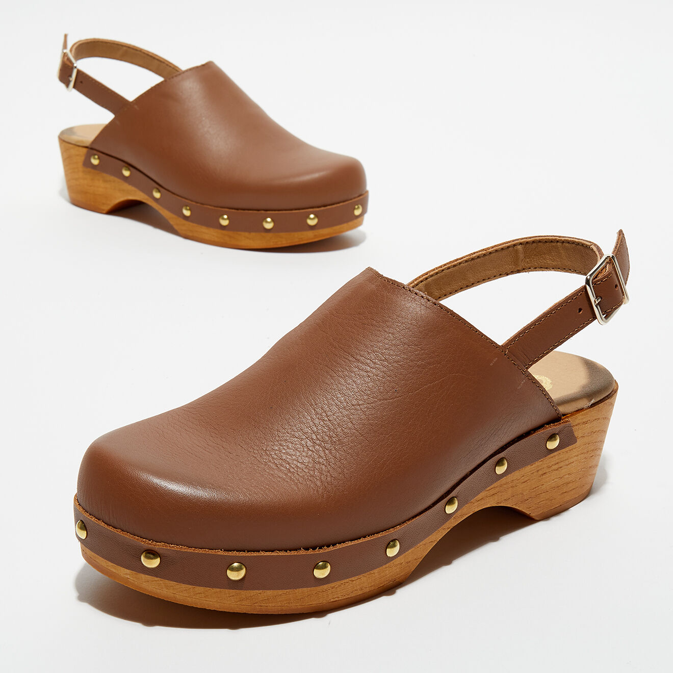 Apologie Studio Sabots en Cuir Nicole camel - Talon 5 cm
