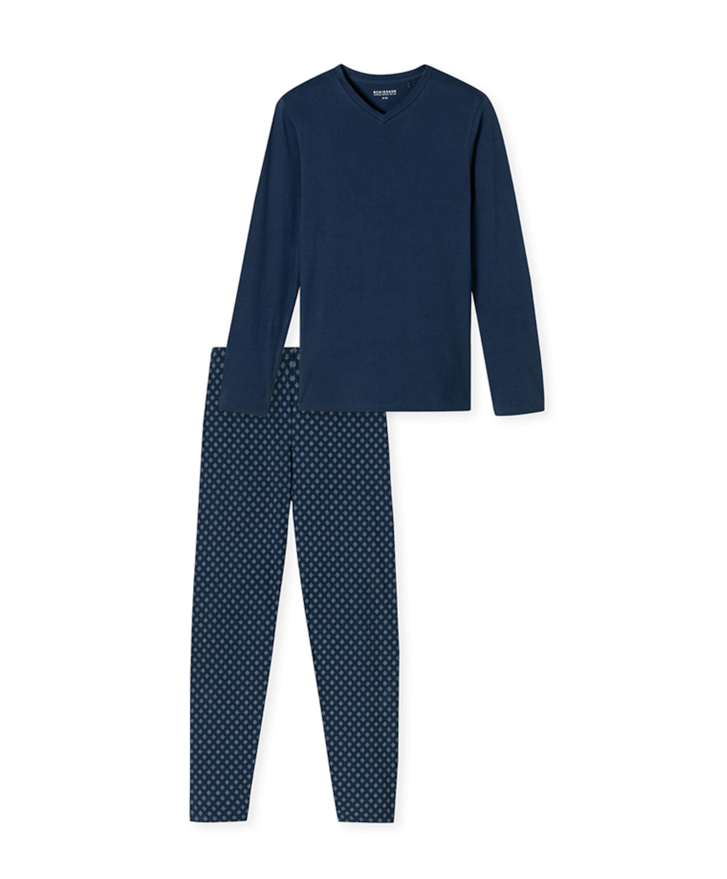 Schiesser Heren pyjamaset blauw