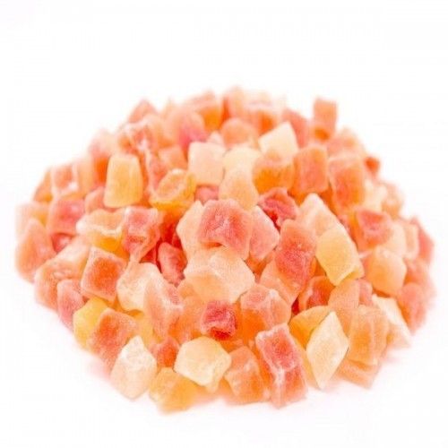 Petisco de frutas secas para gambás-de-açúcar, sabor mamão e abacaxi.