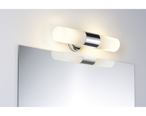 Spiegellamp IP44 2-lichts B 33 cm Lenia wit/chroom