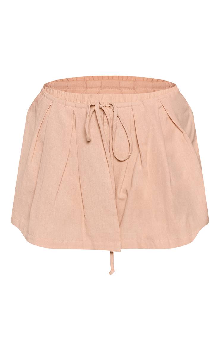 Sable Mini-jupe En Mélange Coton Lin Avec Détail Panneau Noué