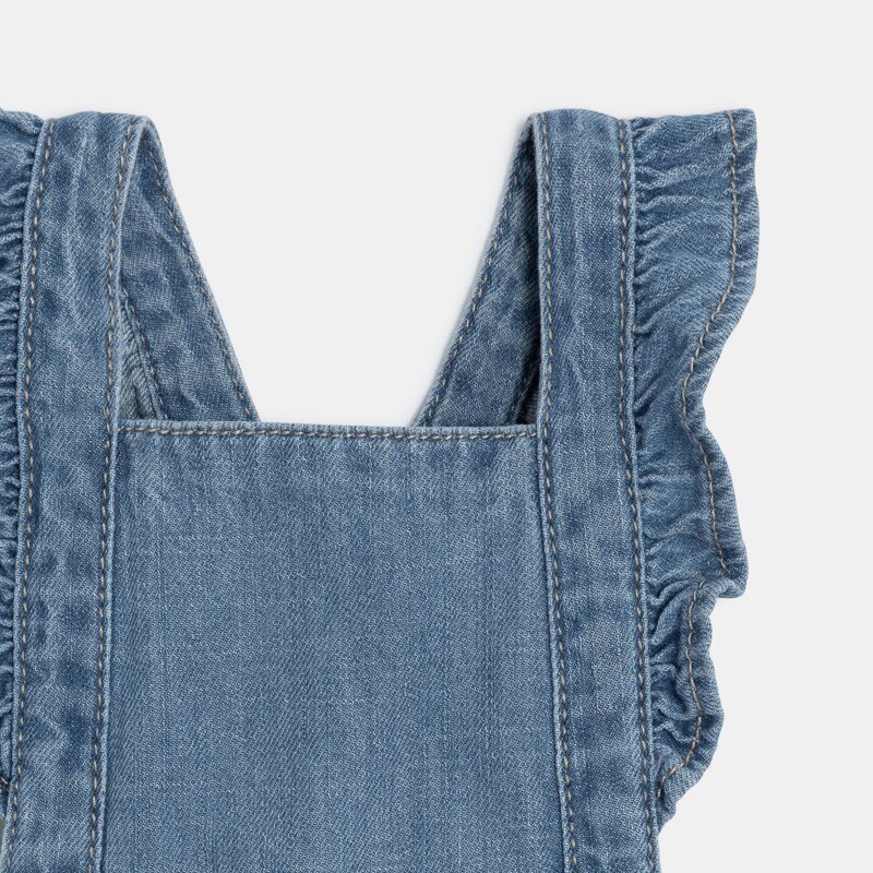 Robe tablier bébé fille en jean délavé bleue Catimini Bleu