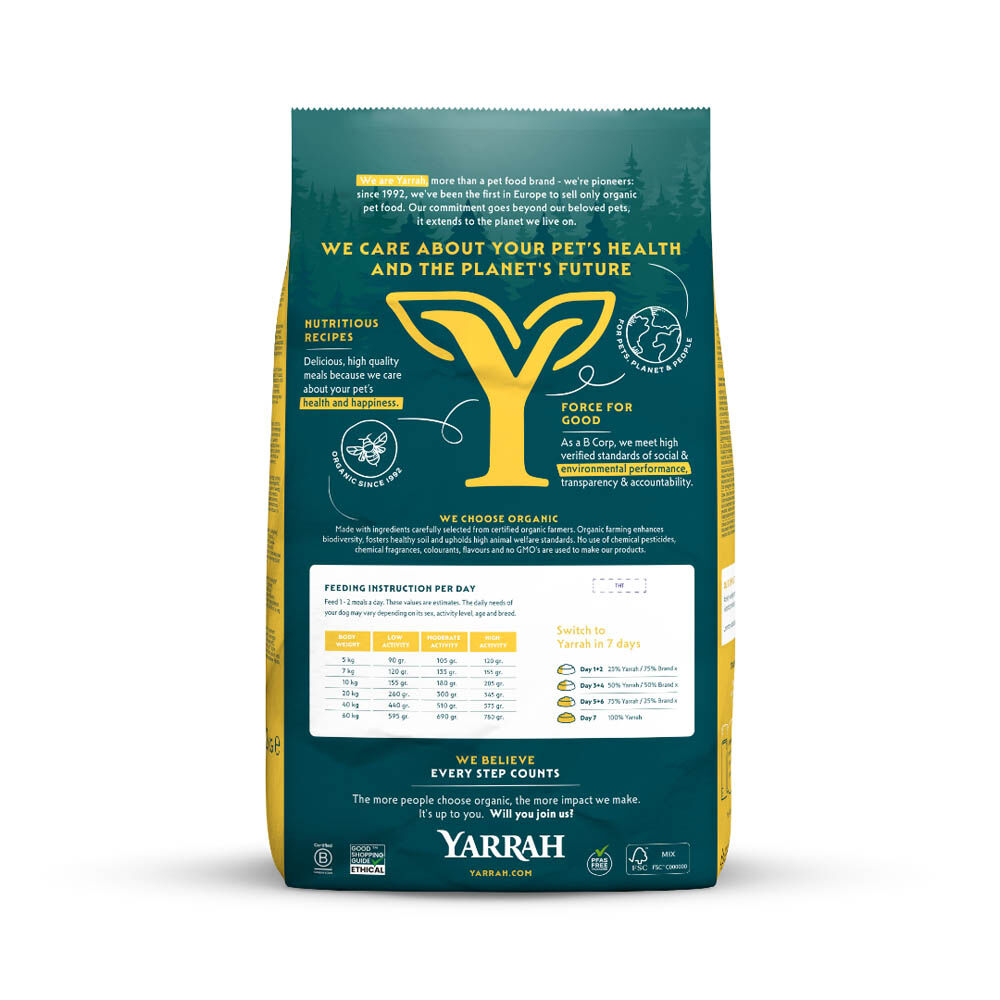 Yarrah Adult Biologisch - Hondenvoer - 10 Kilogram - haring, kip