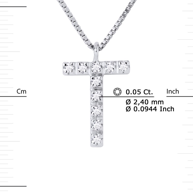 Collier ALPHABET Diamants 0,05 Cts  LETTRE 