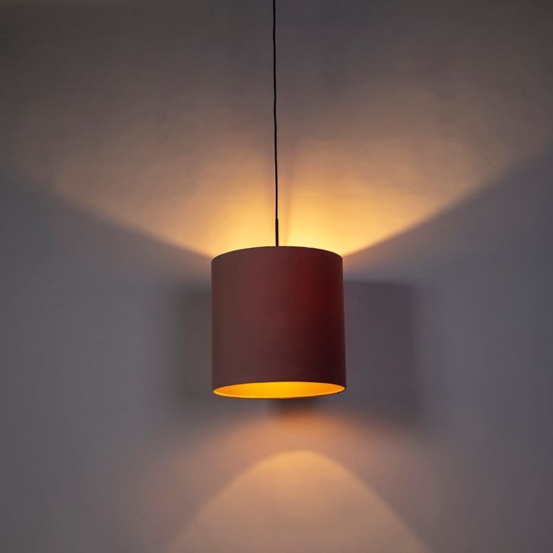 Hanglamp met velours kap roze met goud 40 cm - Combi