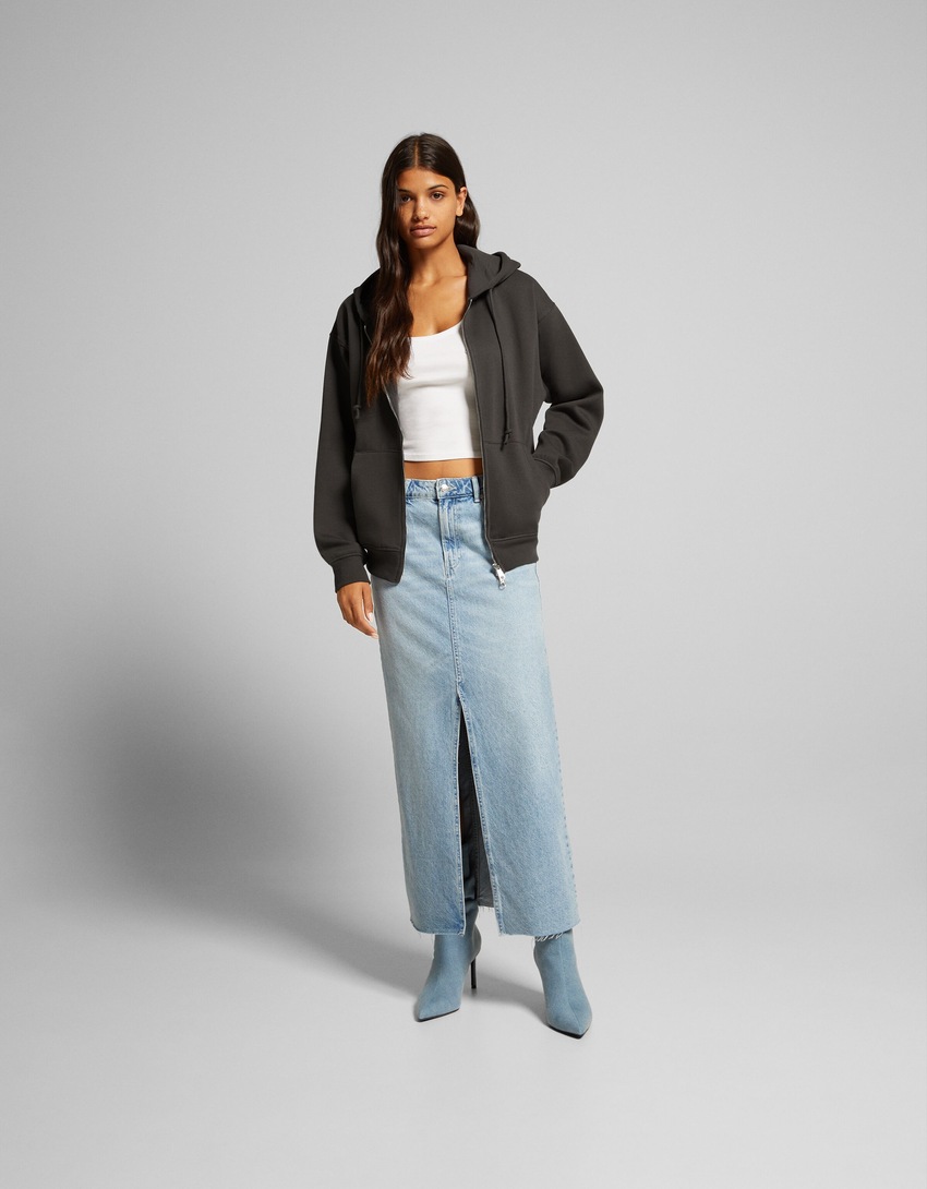 Moletom com zíper oversized