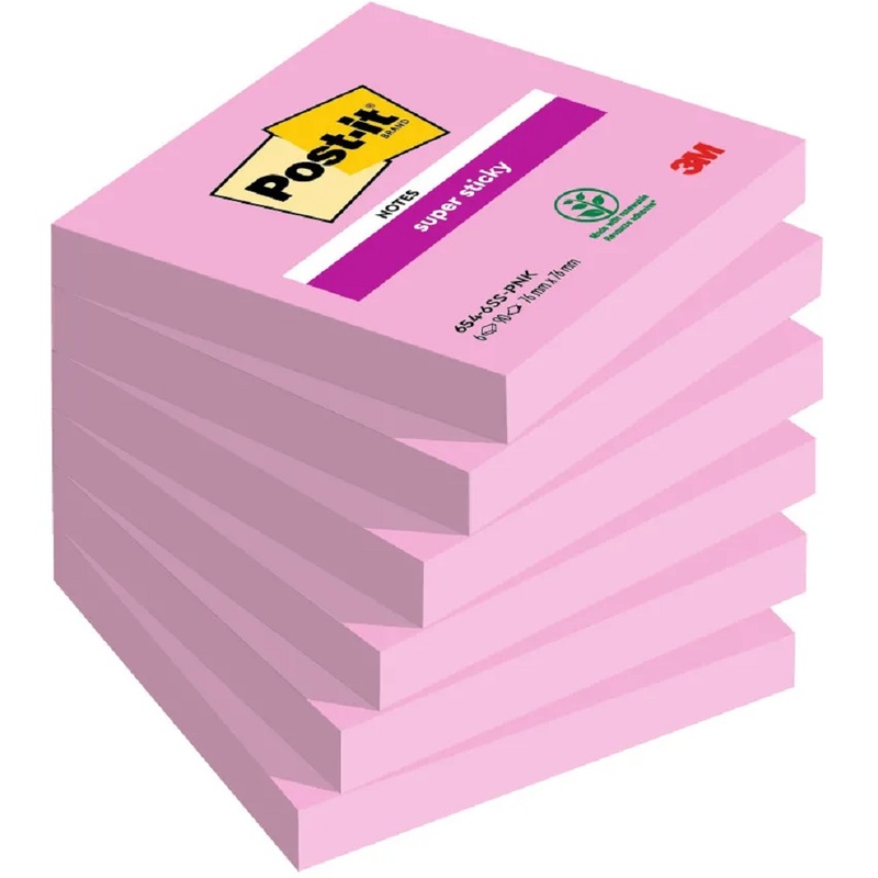 Post-it Haftnotizen Super Sticky Meeting, 76 x 76 mm, 6 x 90 Blatt