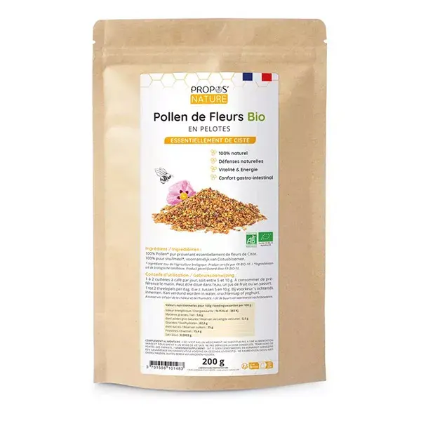 Propos'Nature - Pollen de fleurs Bio - en pelotes - 100% naturel - 200g