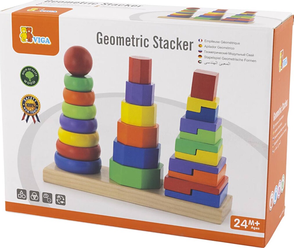 Stablelegetøj - Geometriske Stabletårne - Træ - Viga