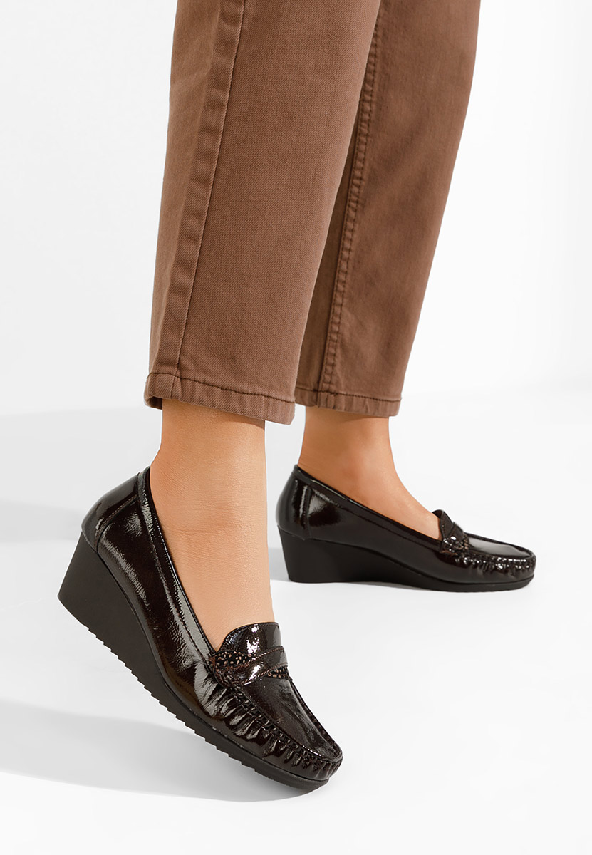 Mocassins femme à plateforme bruns Saina