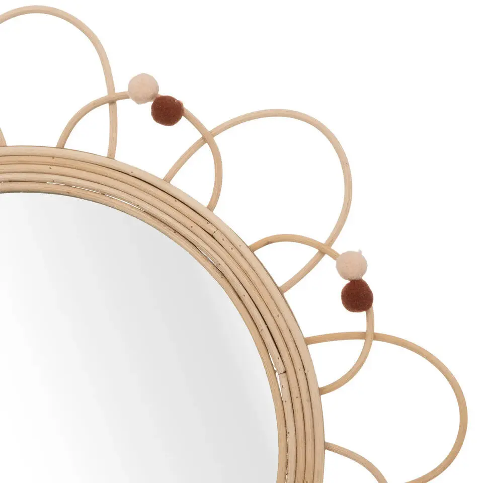 Atmosphera Wandspiegel - bloem - rotan - D38 cm - bohemian spiegel