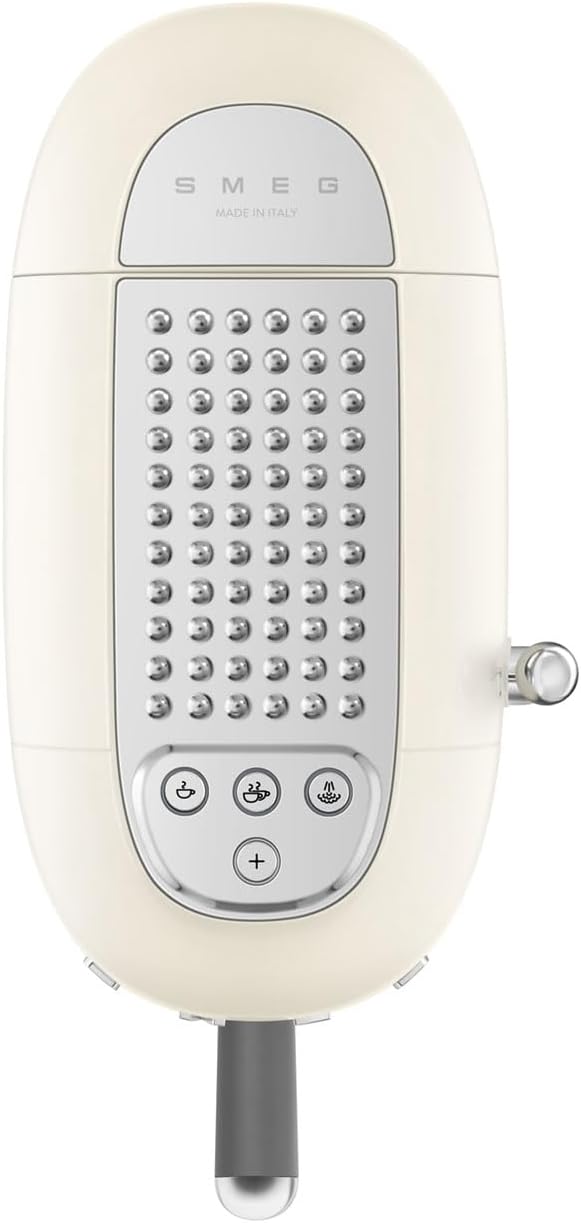 Smeg, Machine à Café Expresso Manuelle ECF02CREU, Système Thermoblock et Buse Vapeur, 4 Fonctions Expresso, Plateau Amovible, Porte Filtre, Réservoir d'Eau 1 L, Dimensions Compactes, 1350W, Crème