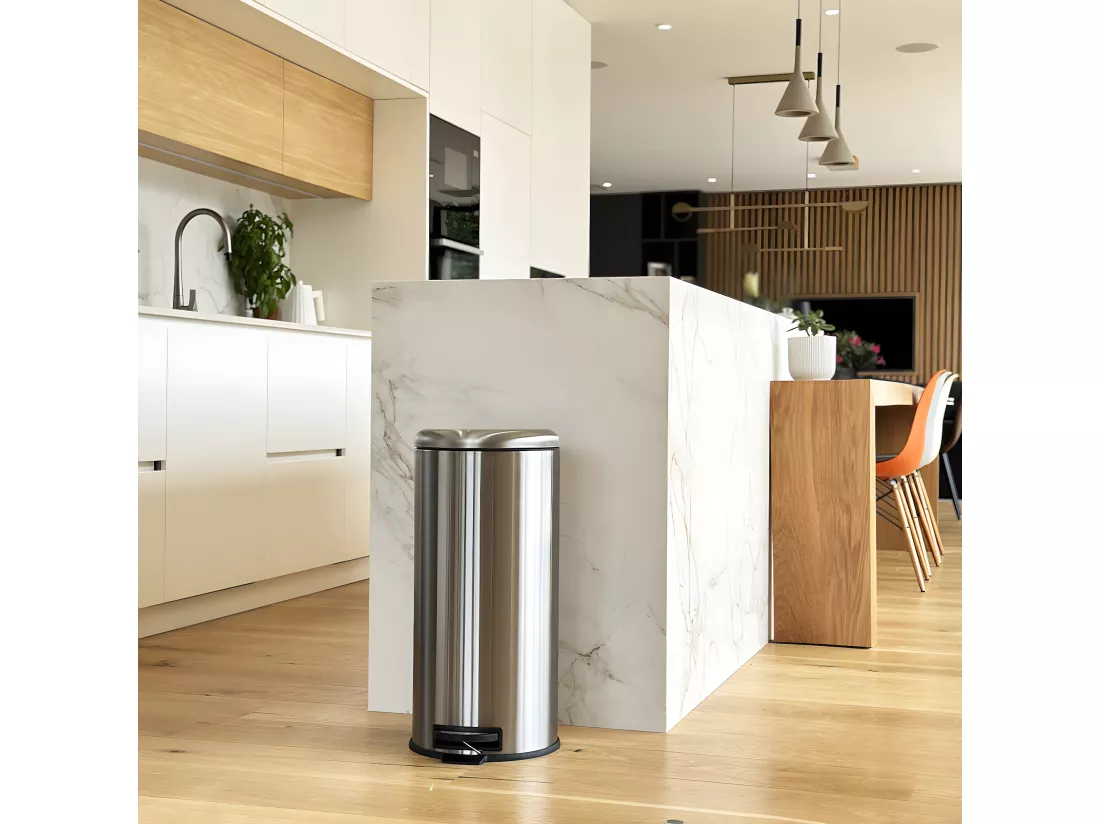 Poubelle de cuisine à pédale URBAN Argent Acier inoxydable 30 L