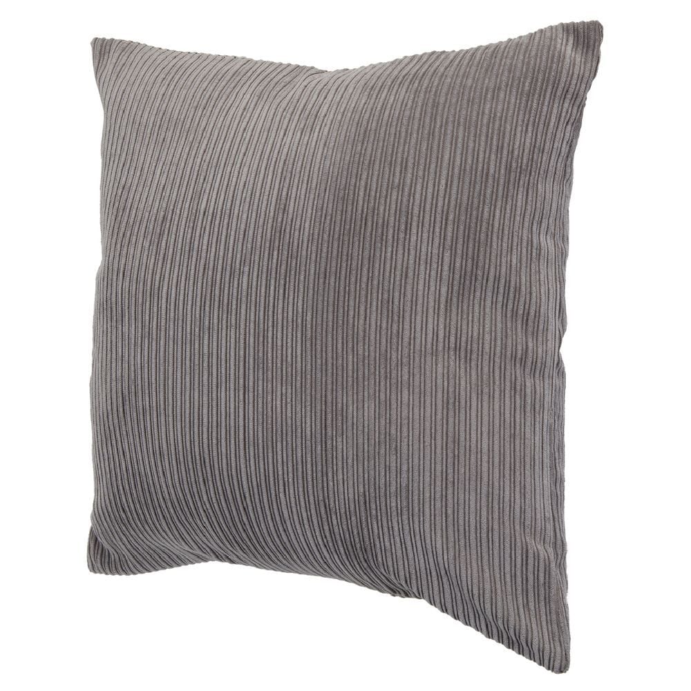Housse de coussin imitation velours 40x40cm gris à rayures